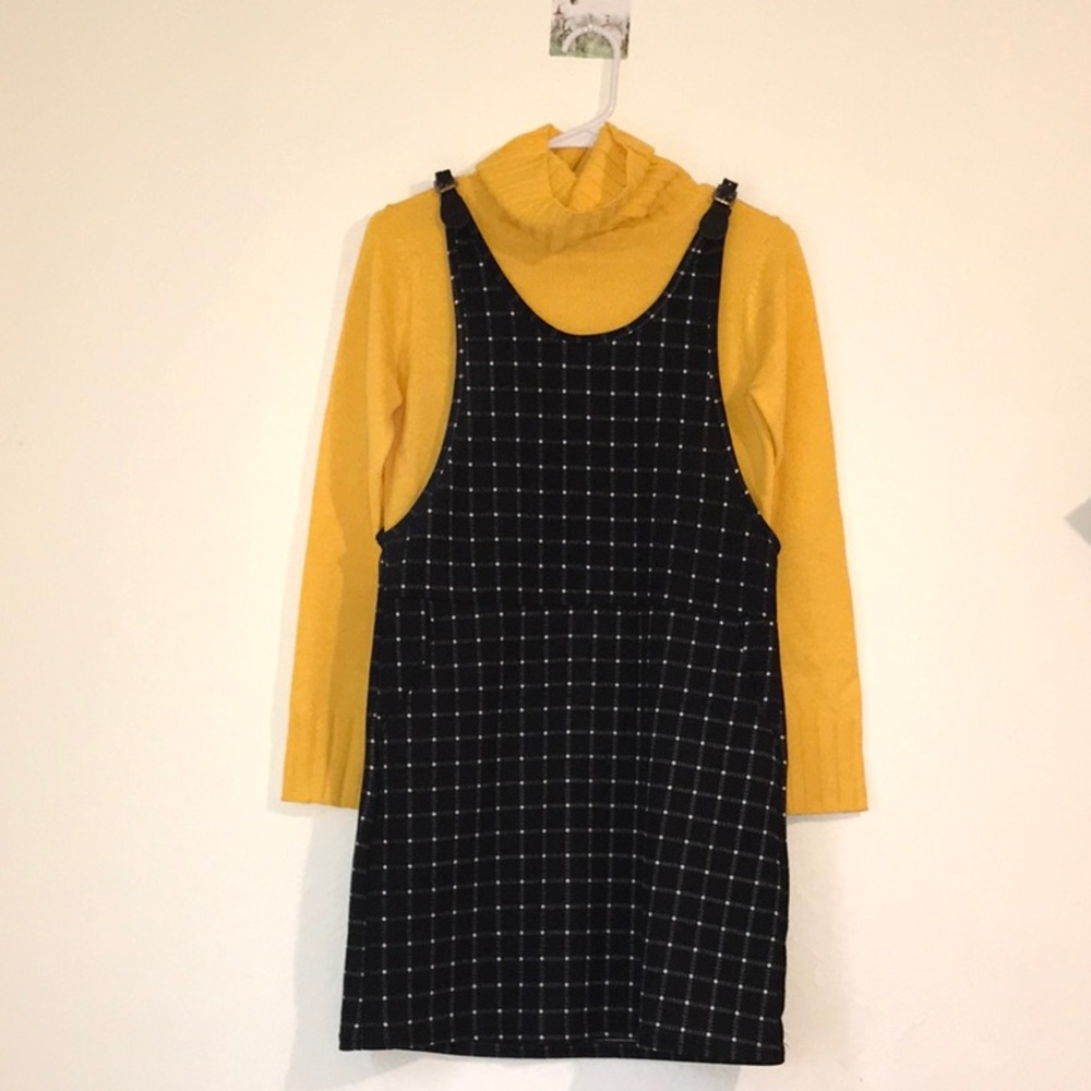 Cute yellow turtleneck with black dress